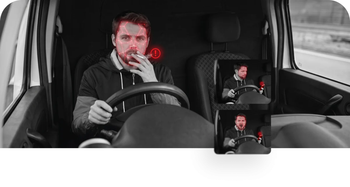 Cámara ADAS y DMS detectando distracciones del conductor